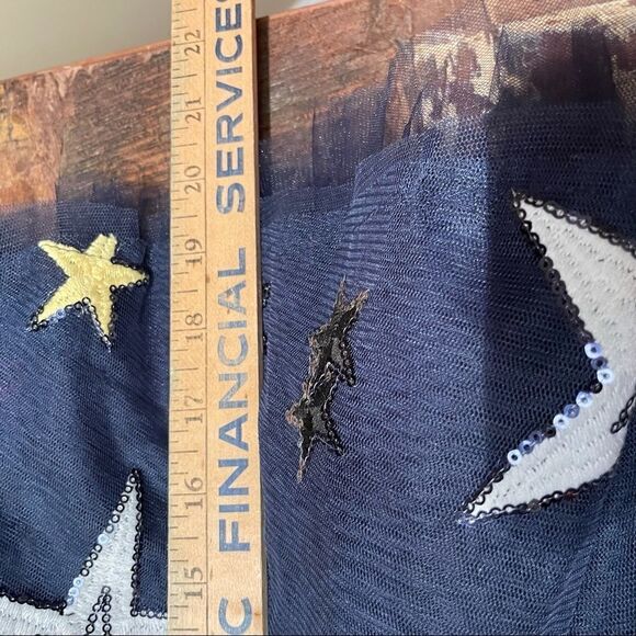 Hannah Banana Navy Blue Sequins and Multicolored Stars Tulle Layered Dress - Picture 10 of 11